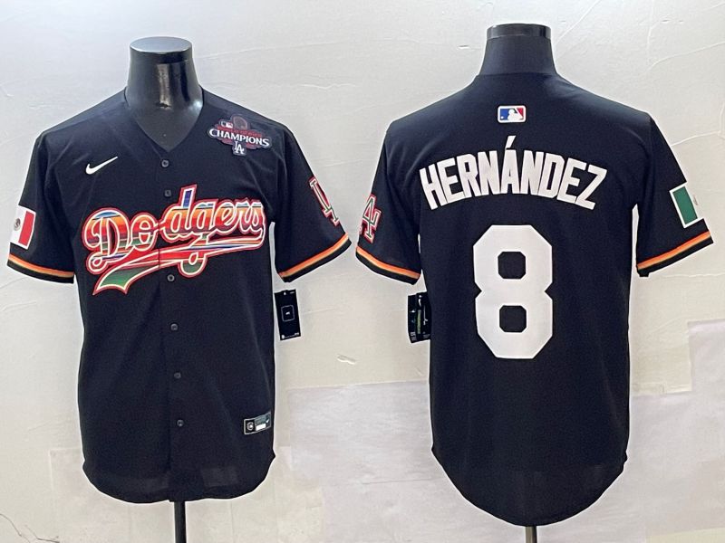 Men Los Angeles Dodgers #8 Hernandez Black rainbow Nike 2025 MLB Jersey style 6->los angeles dodgers->MLB Jersey